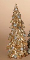 14" Gold Holly Polyresin Christmas Tree