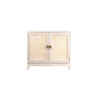 40" Whitewashed Woven Door Cabinet