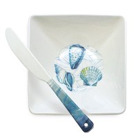 5" Ocean  Ceramic Bowl With Spreader