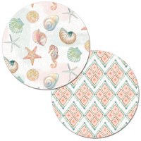 14" Round Watercolor Coast Reversible Placemat