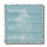 Set of 4, 4" Square Beach Soul Tumbled Tile Coasters