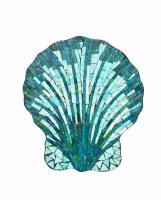 13" Blue Mosaic Scallop Plaque