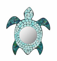 11" Blue Mosaic Turtle Mirror