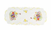 16" x 36" Eggs In Basket on White Table Runner