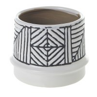 5.5" Round Black and White Tribal Pot