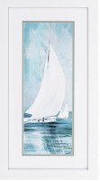 27" x 15" 3 White Sailboats Framed Print Under Glass