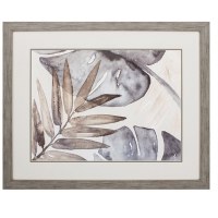 33" x 27" Neutral Leaves 2 Framed Print Under Glass