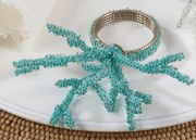 Aqua Beaded Coral Napkin Ring