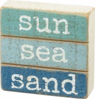 3" Square Sun Sea Sand Wooden Plaque