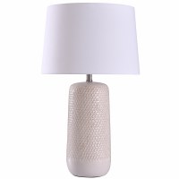 30" Distressed White Finish Woven Ceramic Lamp