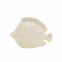 10" Ivory Iridescent Ceramic Fish