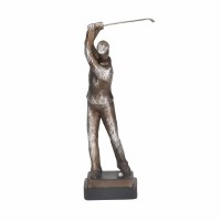 14" Distressed Silver Finish Male Golfer Polyresin