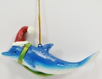 "Sanibel Island" Dolphin Wearing a Santa Hat Ornament