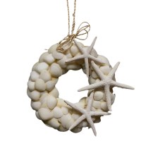 5" Shell Wreath With Starfish Ornament