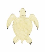 16" Distressed White Finish Turtle Coastal Metal Wall Art Plaque