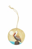 Pelican On Teak Ornament