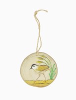 Sandpiper On Teak Ornament