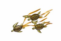 25" x 41" Stainless Steel and Copper Baby Sea Turtle Kelp Coastal Metal Wall Art Plaque