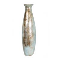 59" Blue, Silver and Brown Ceramic Floor Vase