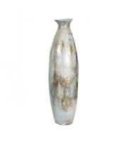 51" Blue, Silver and Brown Ceramic Floor Vase