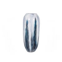 38" White, Blue and Gray Ceramic Floor Vase