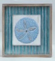 14" Square Sand Dollar Coastal Metal Wall Plaque