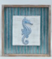 14" Square Seahorse Coastal Metal Wall Plaque