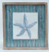 14" Square Starfish Coastal Metal Wall Plaque