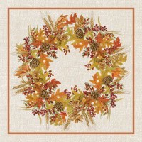 5" Square Harvest Wreath Beverage Napkin Fall and Thanksgiving