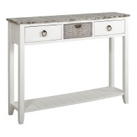 48" Boardwalk Top With White Base 2 Drawer 1 Basket Console