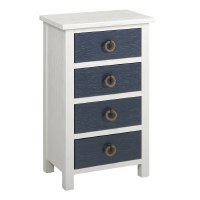 31" White and Navy 4 Drawer  Cabinet