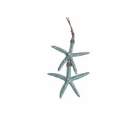 7" Aqua Double Starfish Bling Ornament