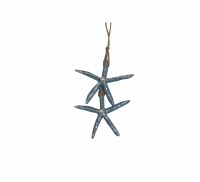 7" Blue Double Starfish Bling Ornament