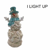 11" LED Sand Snowman With Aqua Top Hat