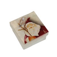 3" Square Capiz Box With Santa and Bird