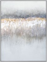 50" x 38" Silver and Gold Fire Rain Framed Canvas