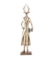 19" Gold Deer In Suit Figurine