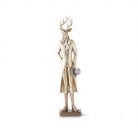 15" Gold Deer In Suit Figurine