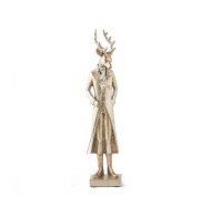 11" Gold Deer In Suit Figurine