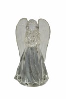 4" Clear LED Angel Holding Bird