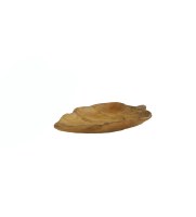15" Natural Leaf Shaped Wooden Tray