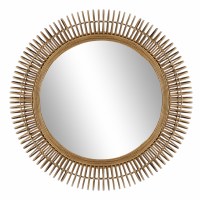 32" Round Rattan Mirror