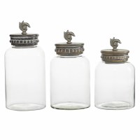 Set of 3 Glass Jars With Wooden Top