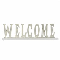 21" Silver "Welcome" Sign With Marble Base