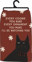 28" Square Christmas Cat Watching Kitchen Towel