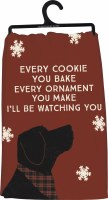 28" Square Christmas Dog Watching Kitchen Towel