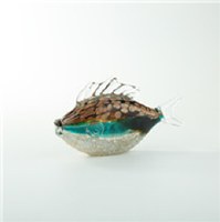 4.5" Green, White and Amber Glass Fish