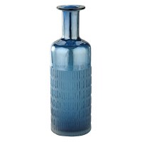 15" Blue Textured Glass Vase
