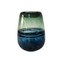 8" Blue and Green Glass Vase