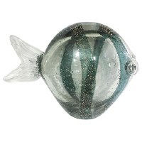 8" Clear and Dark Blue Stripe Glass Fish